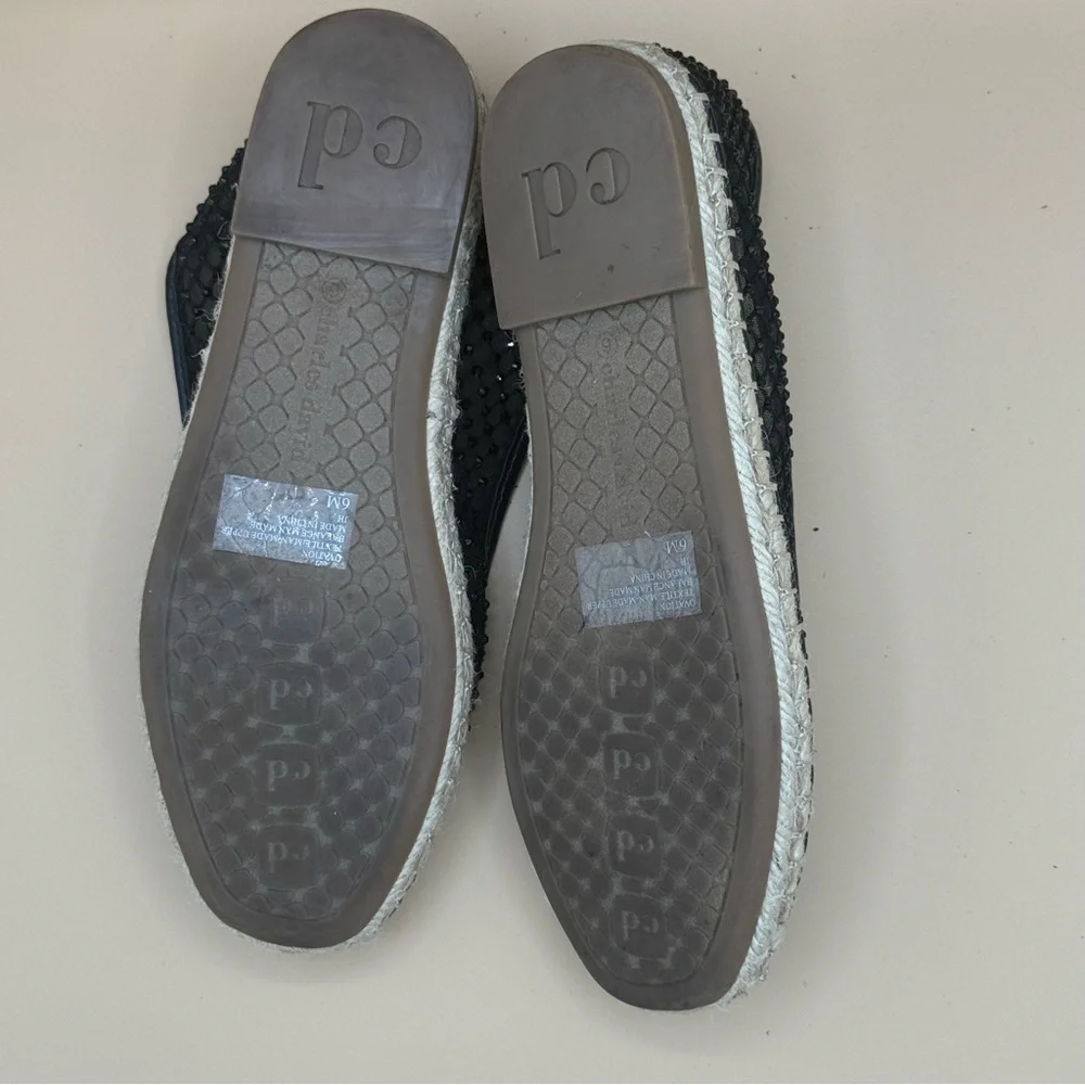 Charles by Charles David Black Beaded Mesh Espadrille‎ Flats, Women’s 6, EUC